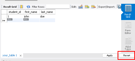 Revert button Revert button for errors