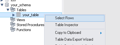 Select rows option Select rows option