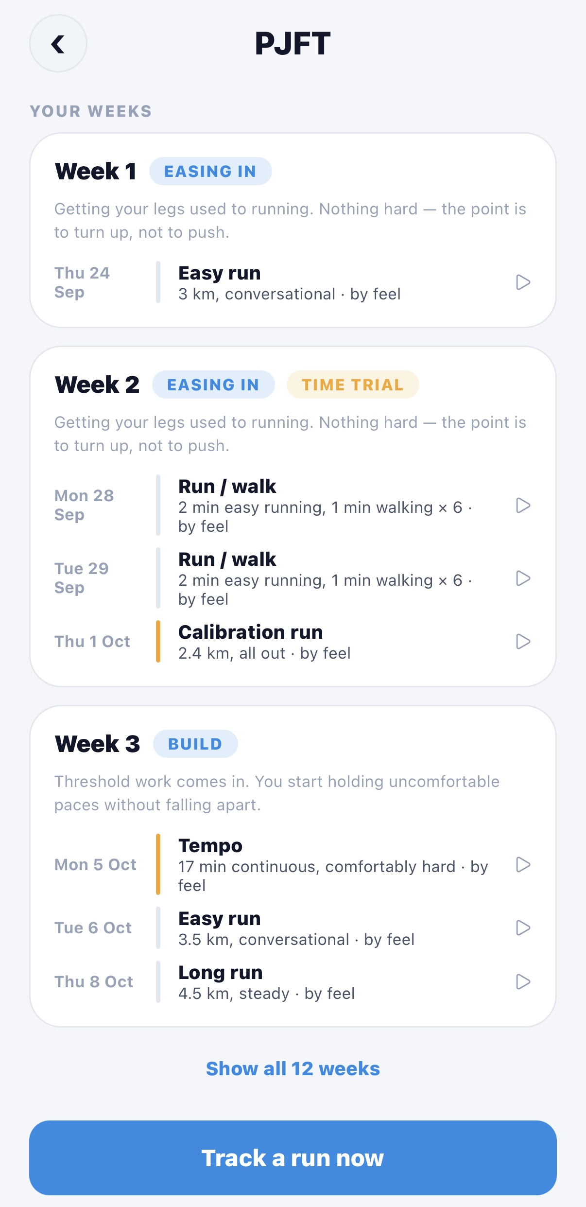 PJFT training plan
