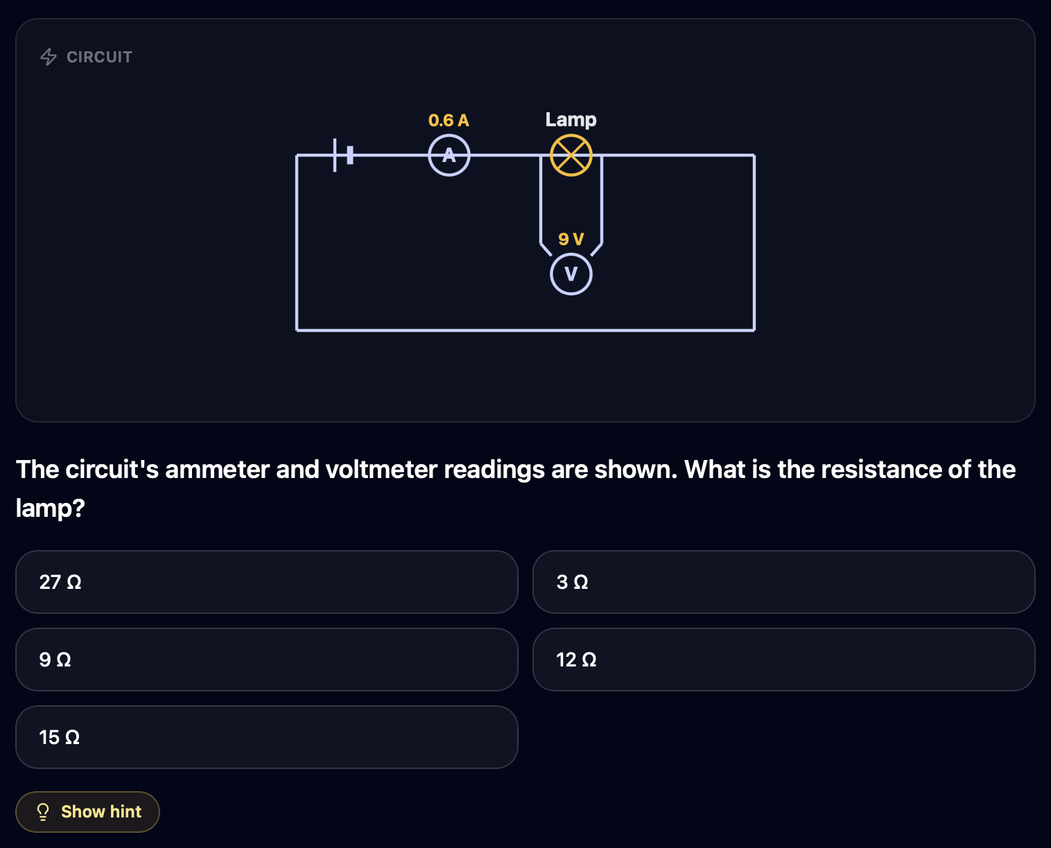 Electrical Comprehension — example question