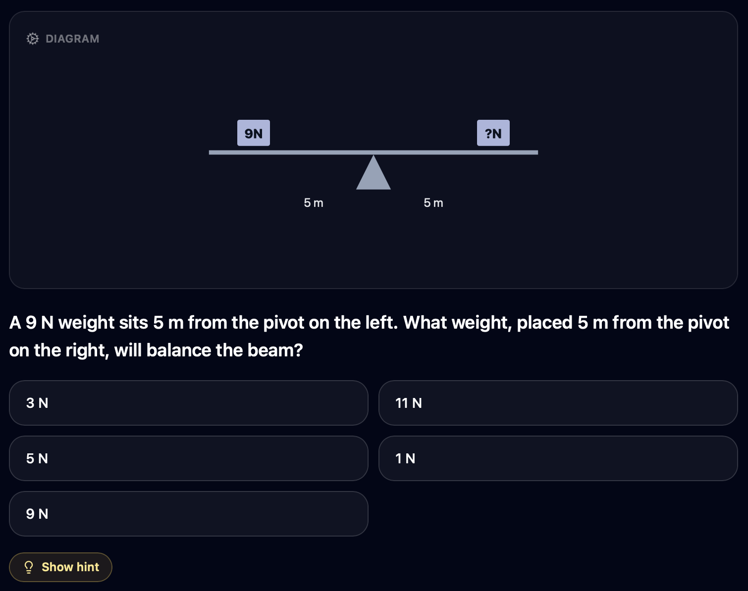 Mechanical Comprehension — example question