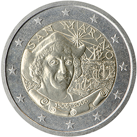San Marino 2 euro (2006) - 500th anniversary of Christopher Columbus' death