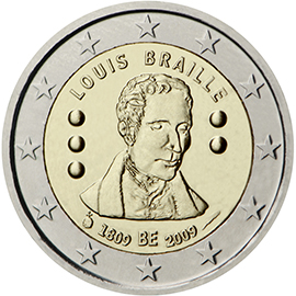 Belgium 2 euro (2009) - 200th anniversary of Louis Braille’s birth
