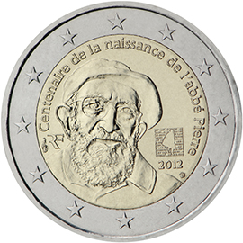 France 2 euro (2012) - 100th anniversary of the birth of Abbé Pierre, famous in France as protector of the poor