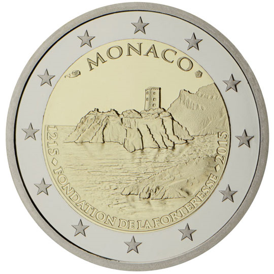 Monaco 2 euro (2015) - 800th anniversary of the construction of the first Castle on the rock