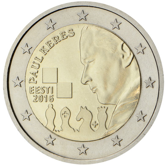 Estonia 2 euro (2016) - 100th anniversary of the birth of the famous Estonian chess grandmaster Paul Keres