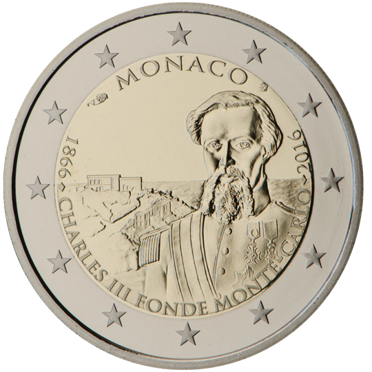 Monaco 2 euro (2016) - The 150th anniversary of the foundation of Monte Carlo by Charles III