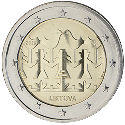 Lithuania 2 euro (2018) - Lithuanian Song and Dance celebration (inscribed on the Unesco Representative List of the Intangible Cultural Heritage of Humanity)