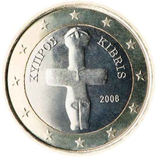 Cyprus 1 euro (2008) - Idol of Pomos (3000 v. Chr.)