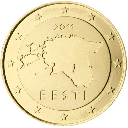 Estonia 50 euro cent (2011) - Outline of the map of Estonia