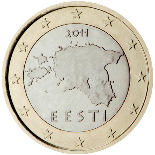 Estonia 1 euro (2011) - Outline of the map of Estonia