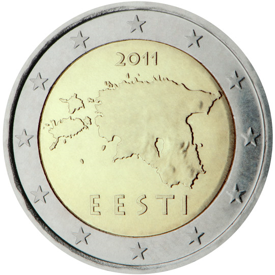 Estonia 2 euro (2011) - Outline of the map of Estonia
