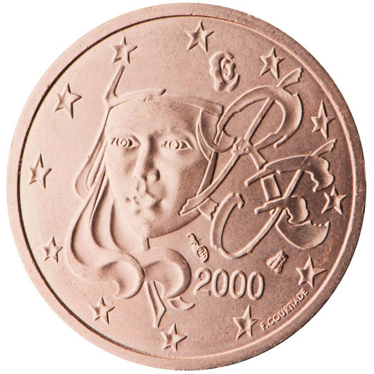 France 2 euro cent (1999) - Marianne (Symbol of the French Republic since the Revolution)