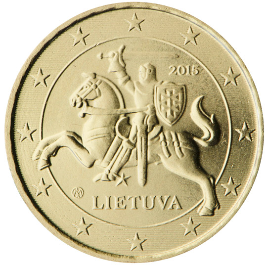 Lithuania 10 euro cent (2015) - "Vytis" in the coat of arms of Lithuania