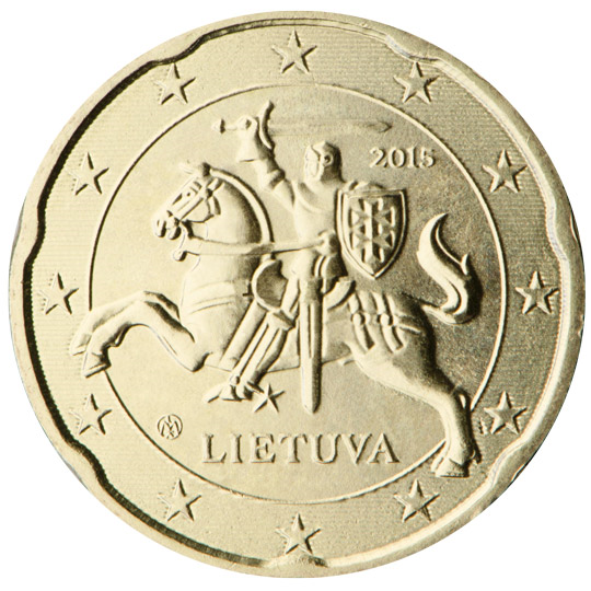 Lithuania 20 euro cent (2015) - "Vytis" in the coat of arms of Lithuania