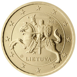 Lithuania 50 euro cent (2015) - "Vytis" in the coat of arms of Lithuania