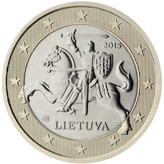 Lithuania 1 euro (2015) - "Vytis" in the coat of arms of Lithuania