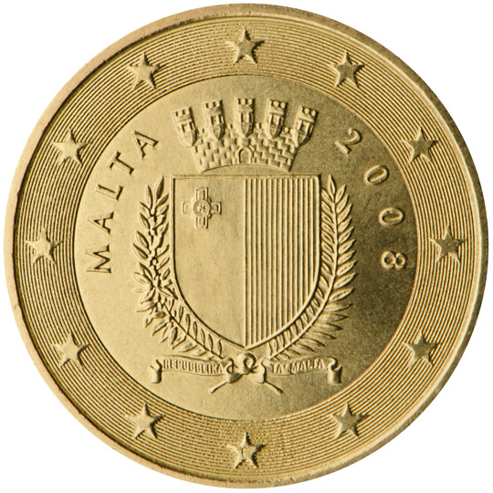 Malta 50 euro cent (2008) - National coat of arms of Malta
