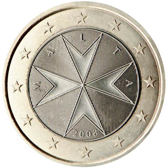 Malta 1 euro (2008) - Eight-pointed cross of the Sovereign Order of Malta