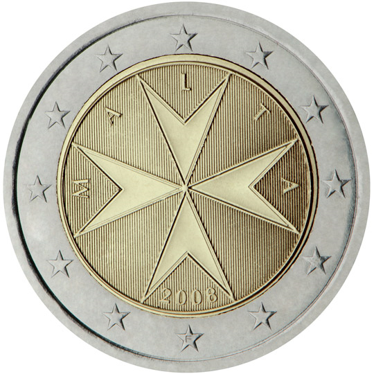 Malta 2 euro (2008) - Eight-pointed cross of the Sovereign Order of Malta