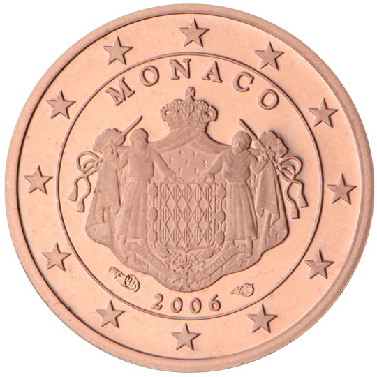Monaco 1 euro cent (2006) - Coat of arms of the Grimaldi Royal family