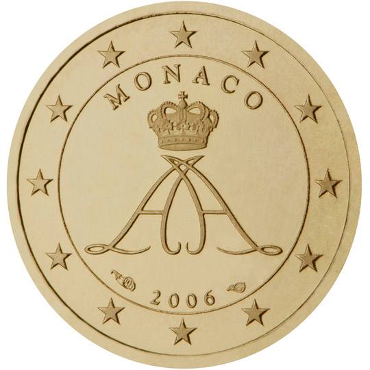 Monaco 10 euro cent (2006) - Monogram and standard of Prince Albert II