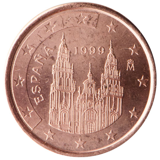 Spain 1 euro cent (1999) - Cathedral of Santiago de Compostela