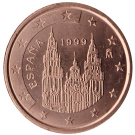 Spain 2 euro cent (1999) - Cathedral of Santiago de Compostela