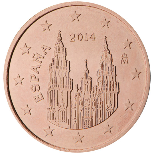 Spain 5 euro cent (2015) - Cathedral of Santiago de Compostela