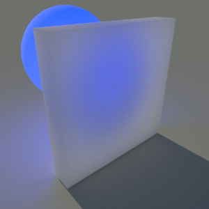 漫反射光线深度：2。蓝色自发光可见。