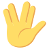 Raised Hand With Part Between Middle And Ring Fingers on EmojiTwo