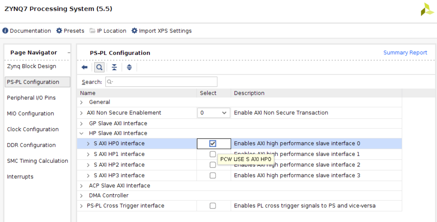 启用S AXI HP0 Interface
