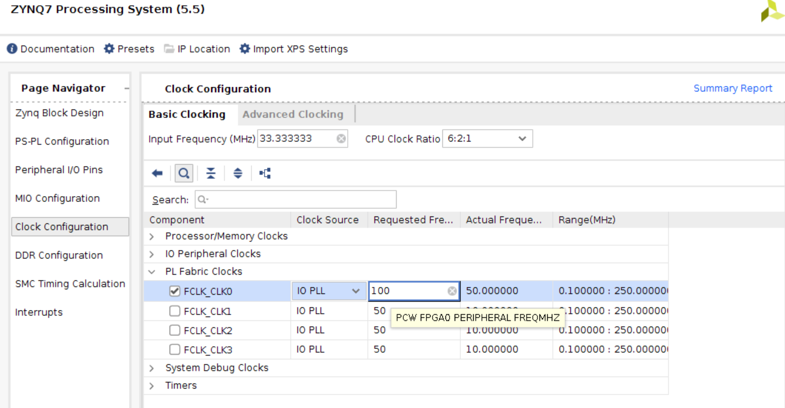 启用FCLK_CLK0(100MHz)