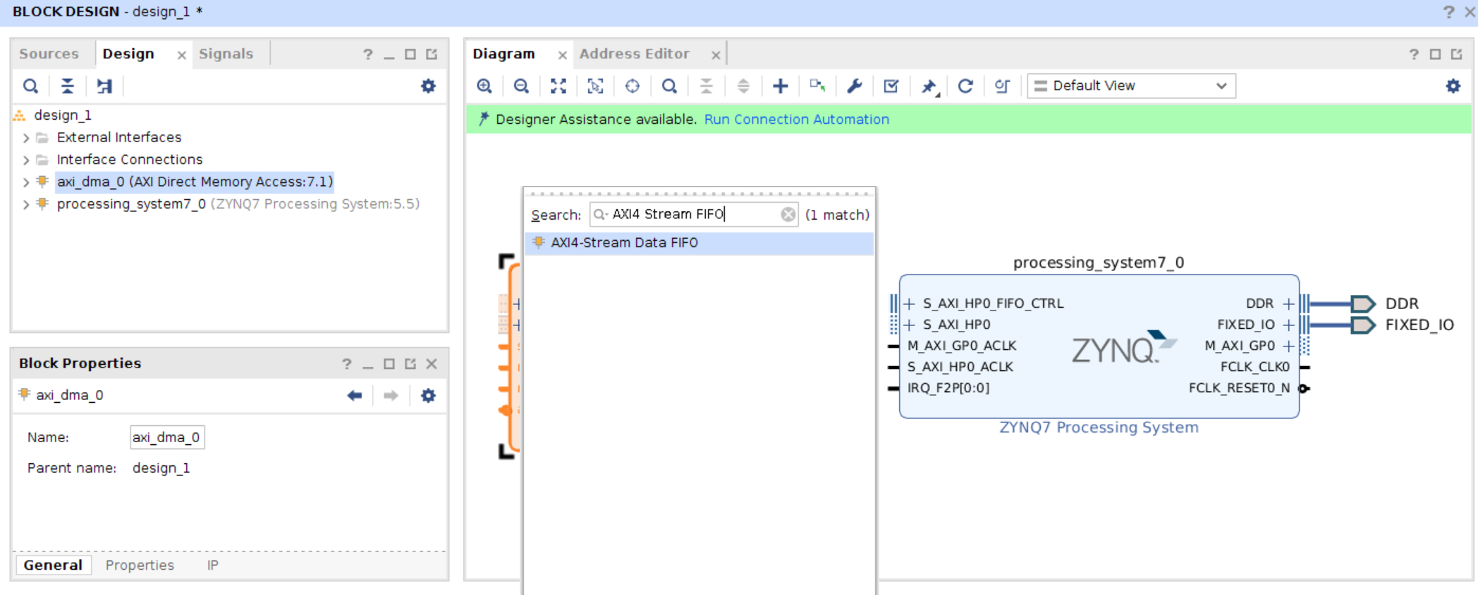 添加AXI4 Stream FIFO IP