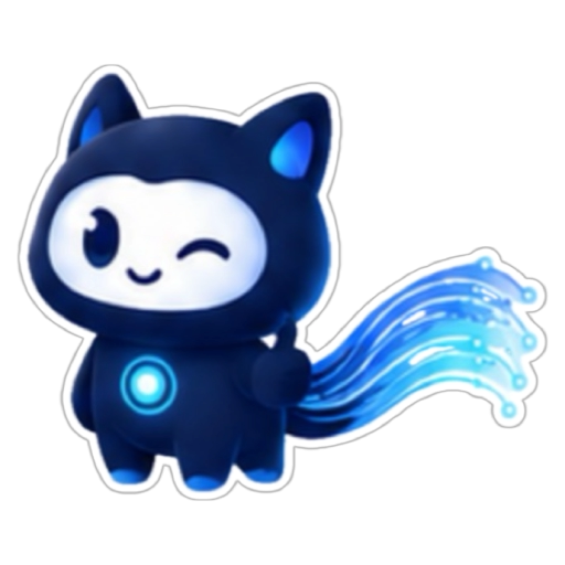 Eve, la mascota de Evetev: un gato-robot azul que asiste a los conjuntos