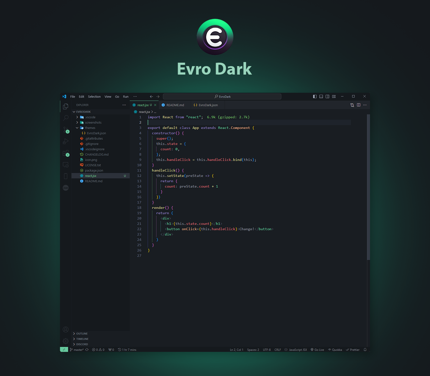 Evro Dark VSCode theme