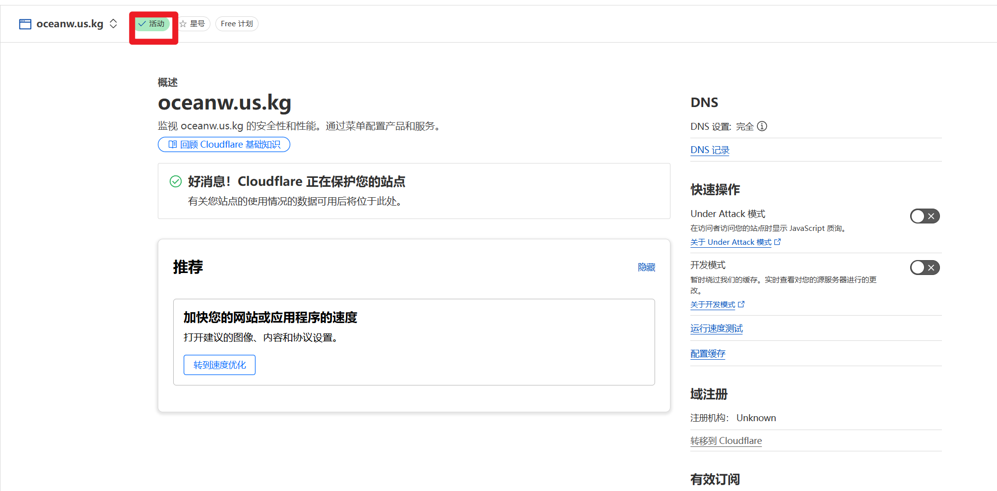 出现该标识即说明域名托管成功