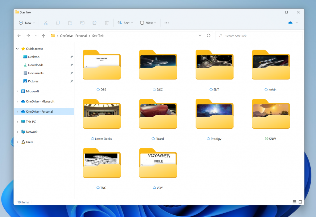 文件夹现在在文件资源管理器中显示其中内容的预览。