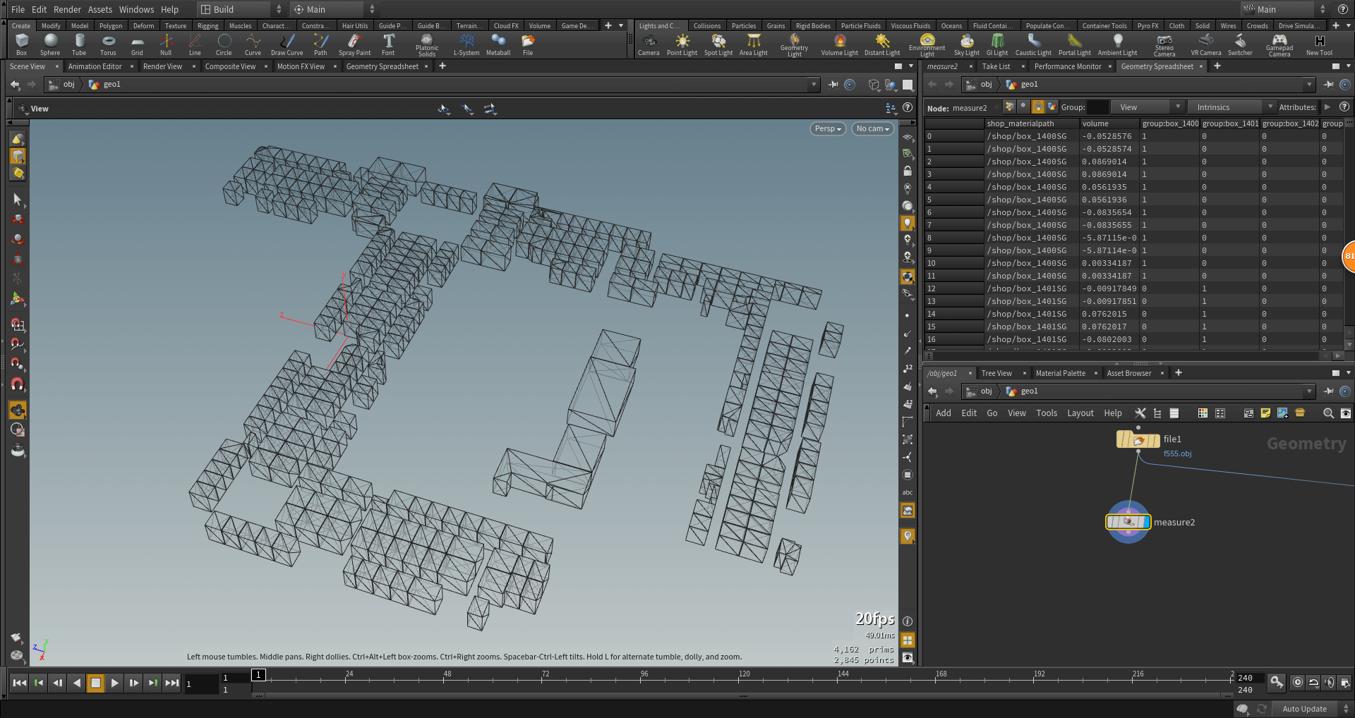 Houdini - 计算模型体积 过滤问题模型