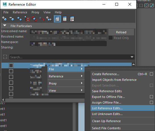 Maya Reference Edit 属性清理