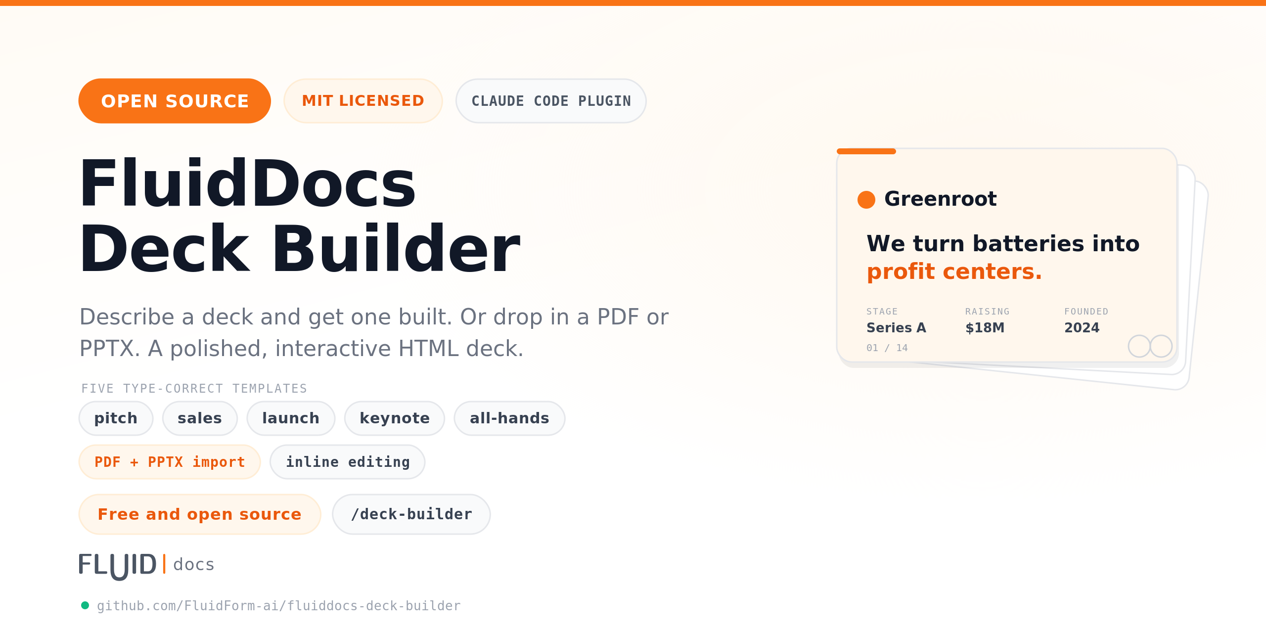 Preview of FluidDocs Deck Builder