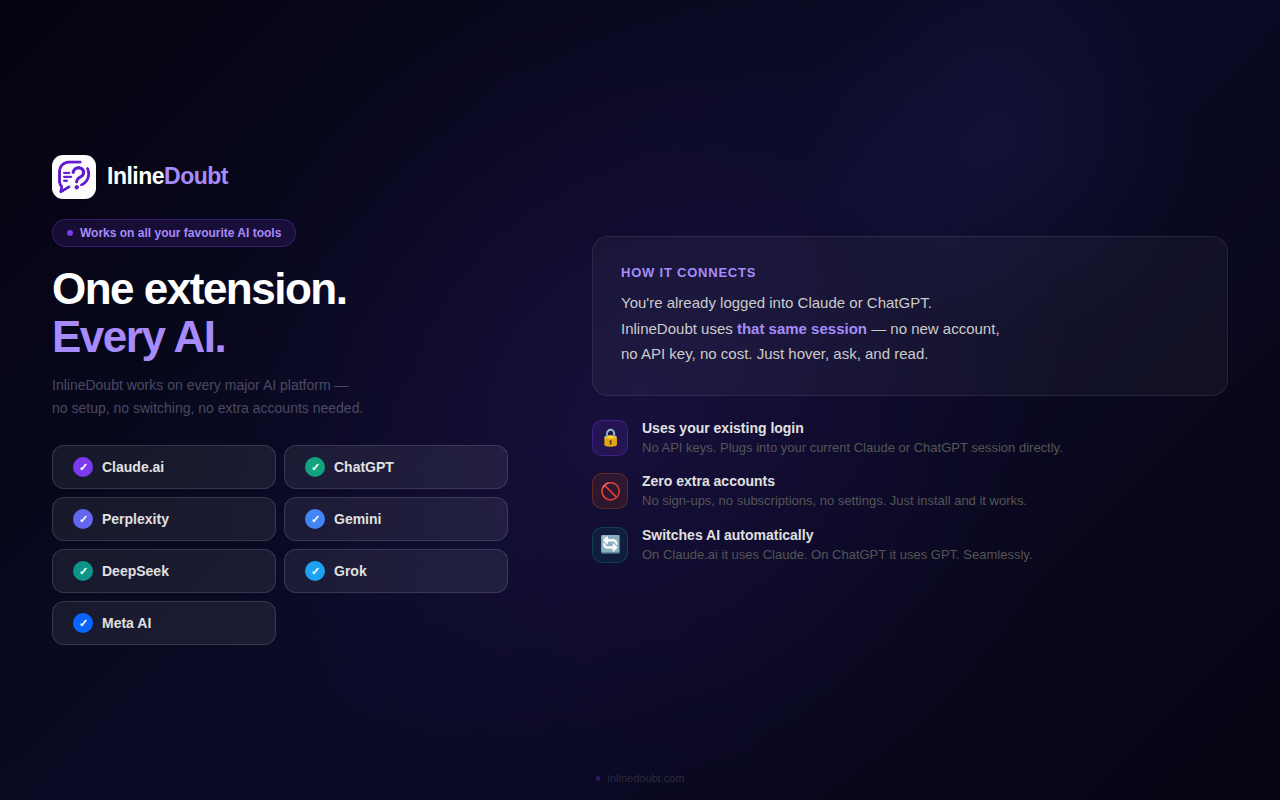 InlineDoubt working on a real AI conversation