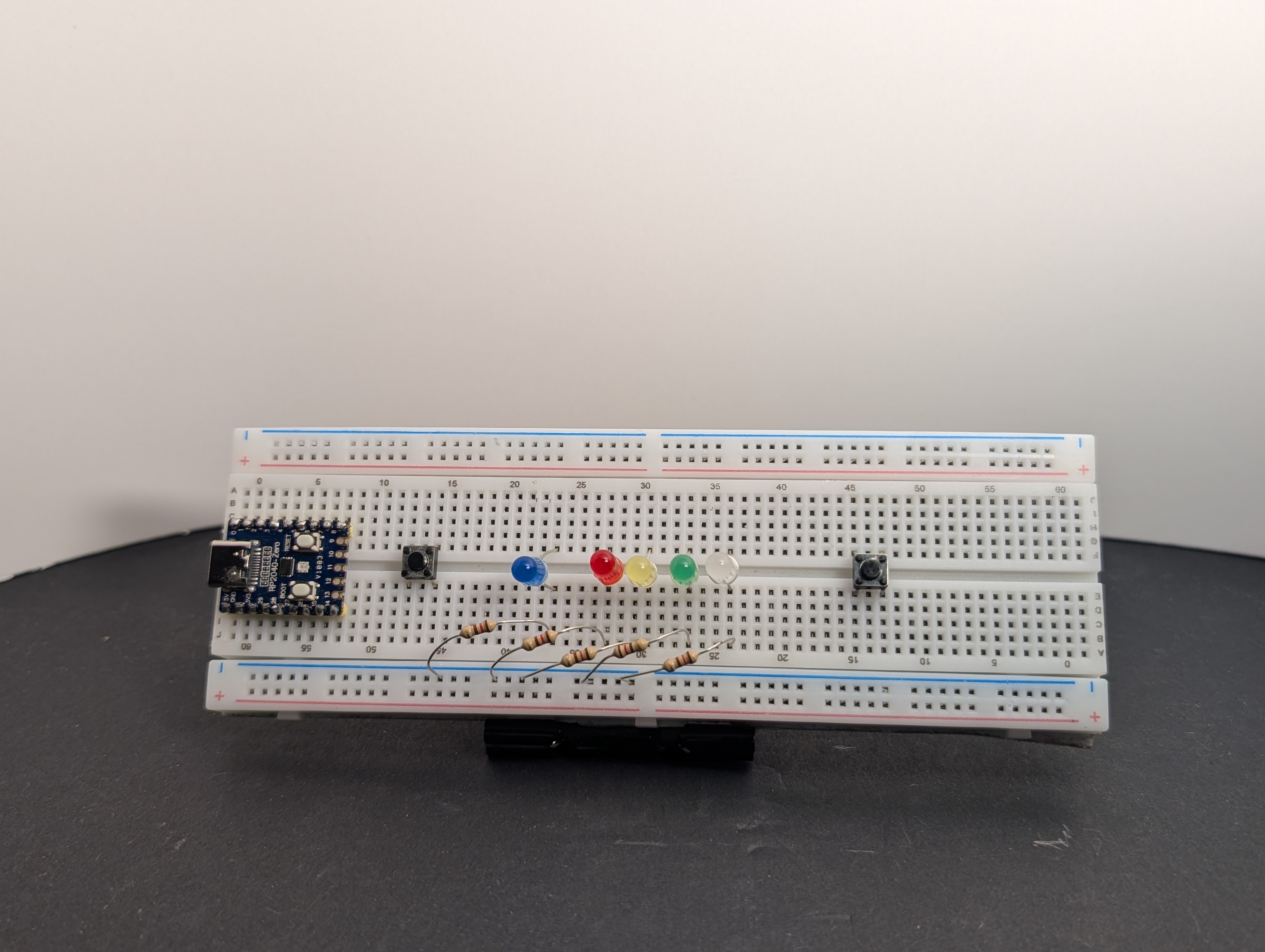 Connect the LEDs to GND using resistors.
