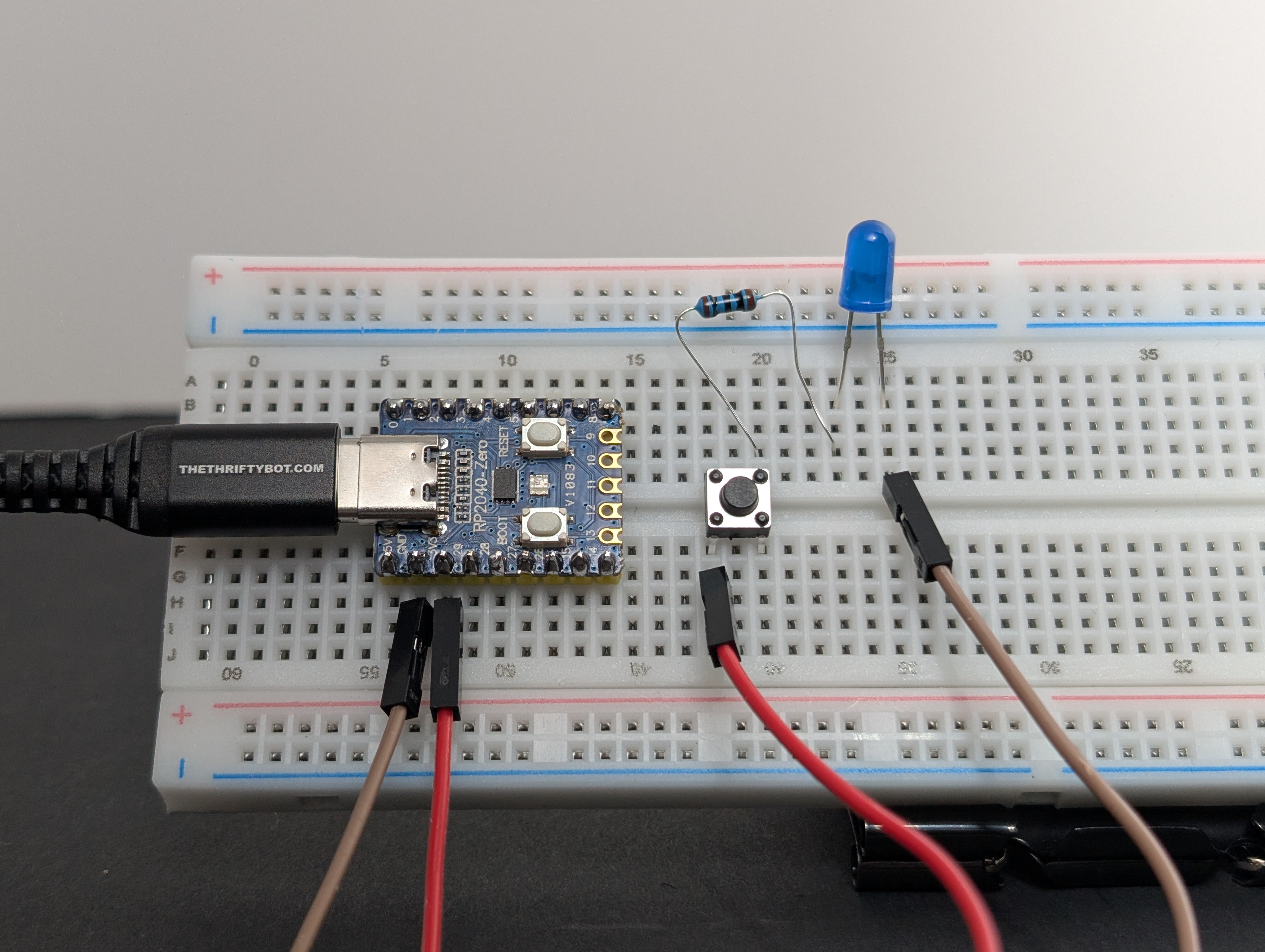 Build circuit 2: LED with Button.