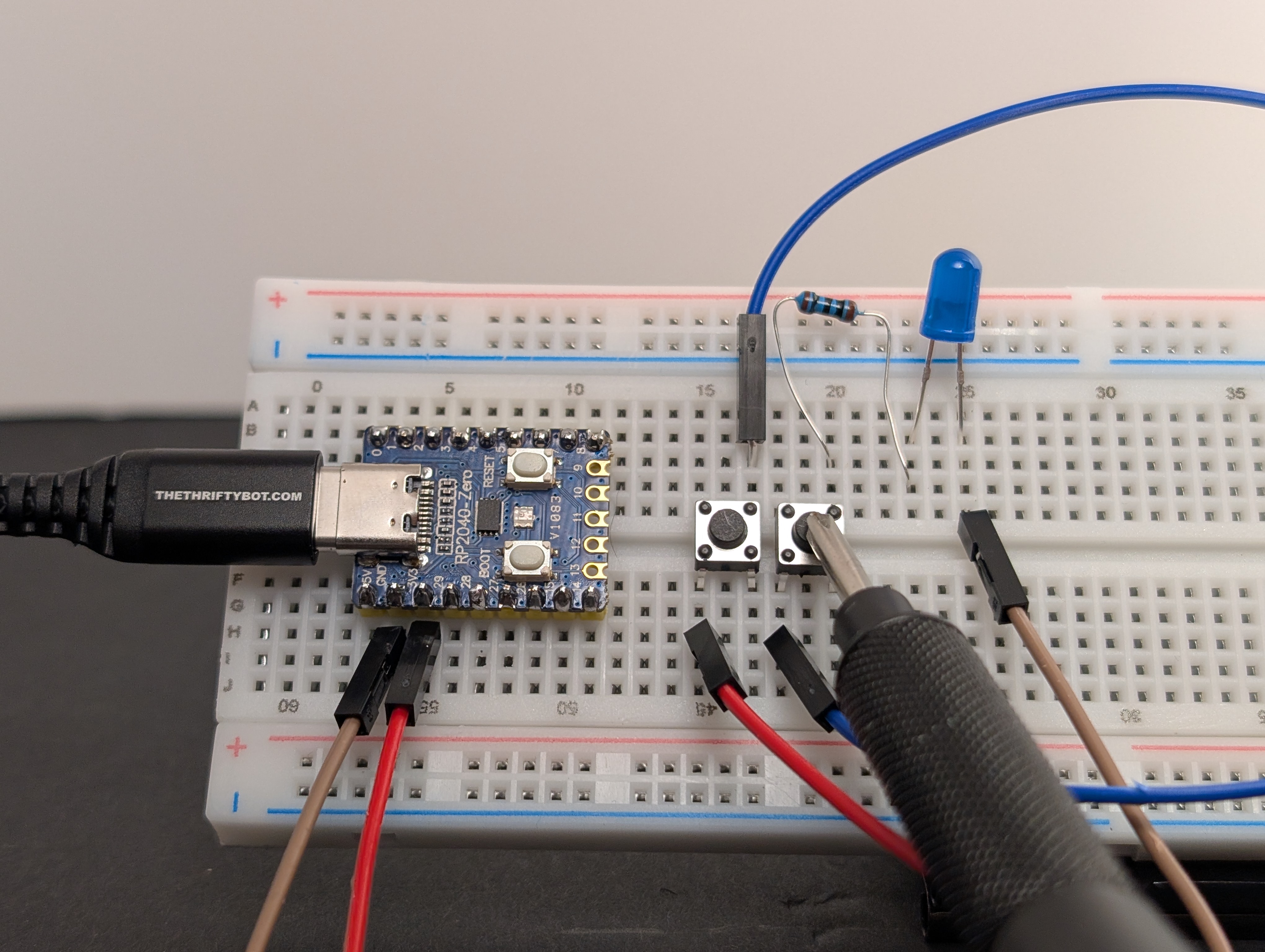Plug in the USB, then test each button one at a time, then both at once. (button B only)