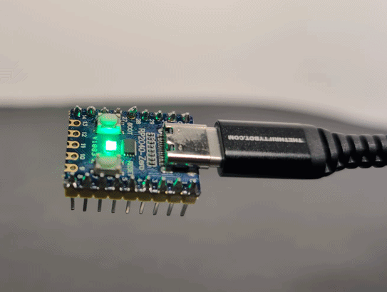 GIF showing the LED on the RP2040