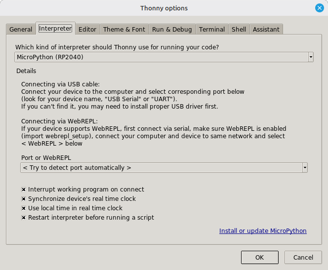 Install MicroPython with Thonny