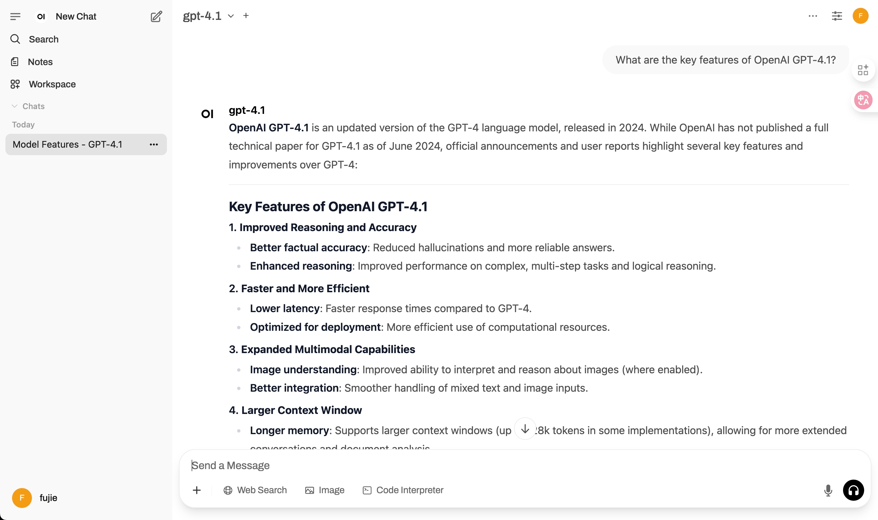 Single Model Chat Example