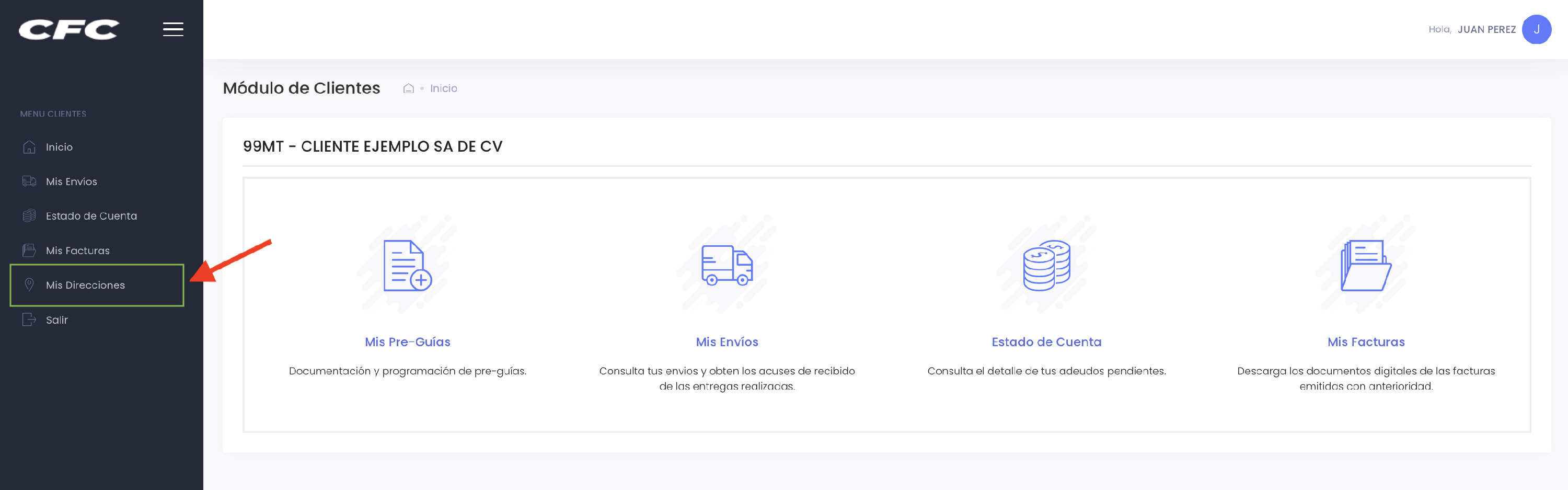 Acceso al módulo Mis Direcciones