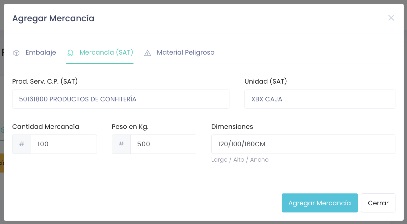 Captura de Mercancía SAT